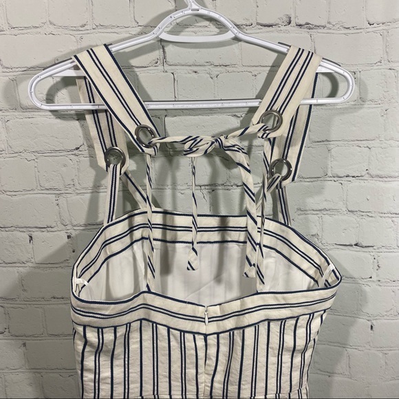 MILLY Apron Dress Cream With Navy Pinstripes 6 - Picture 9 of 14